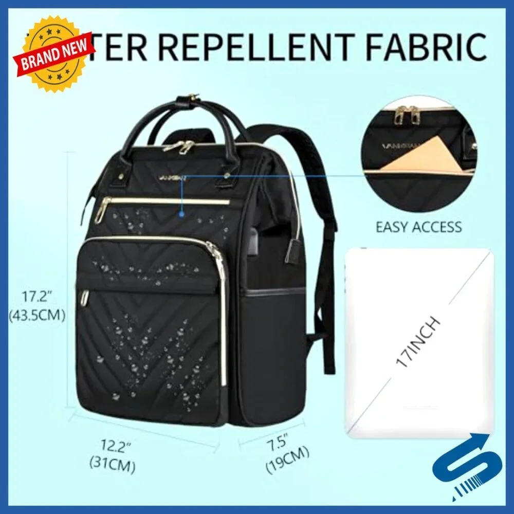 Large Capacity Laptop Backpack Waterproof USB Port RFID Pockets Travel Daypack - Picture 2 of 6